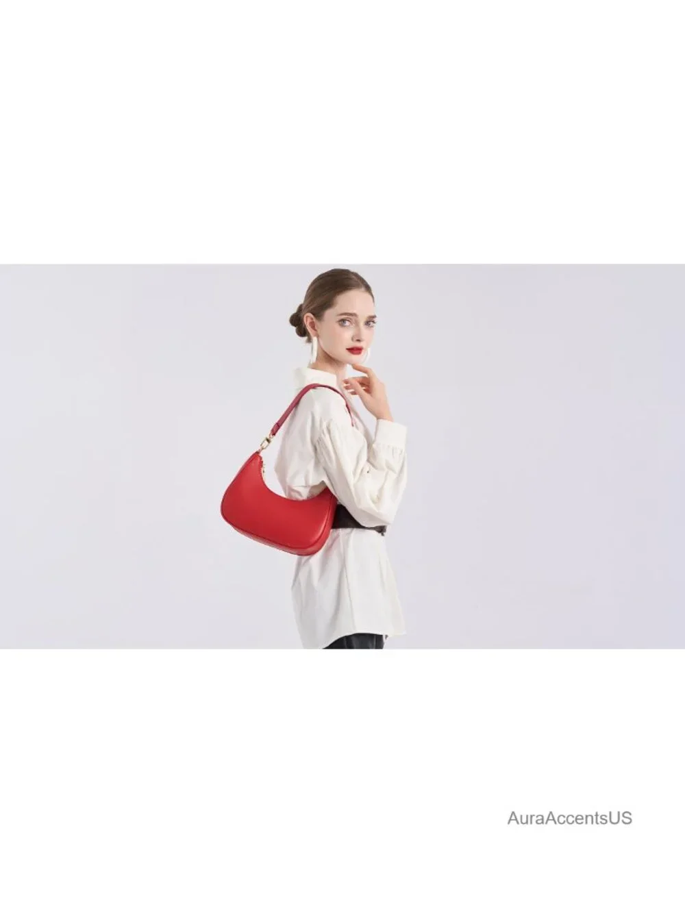 PU Leather Hobo Bag with Zipper Lightweight Shoulder Purse